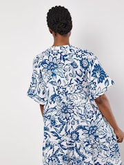 Apricot Blue Floral 100% Cotton Mini Dress - Image 2 of 4