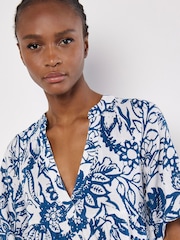 Apricot Blue Floral 100% Cotton Mini Dress - Image 3 of 4