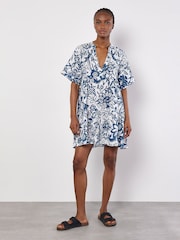 Apricot Blue Floral 100% Cotton Mini Dress - Image 4 of 4