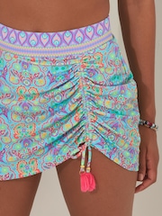 Joe Browns Blue Bright Tile Print Wrap Swim Skirt - Image 4 of 5