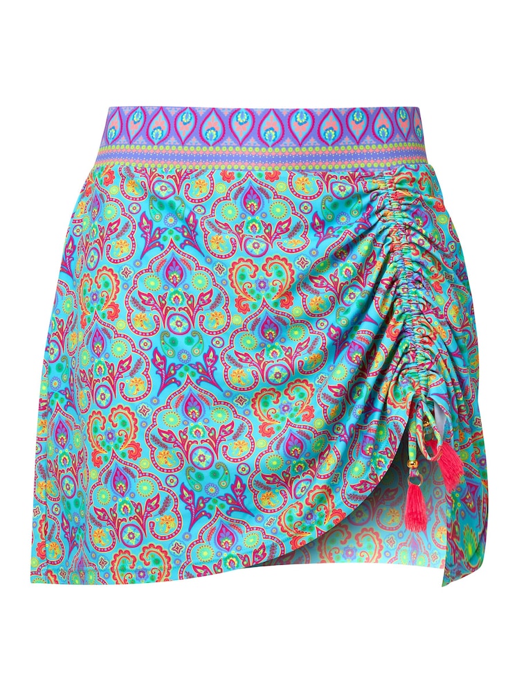 Joe Browns Blue Bright Tile Print Wrap Swim Skirt - Image 5 of 5