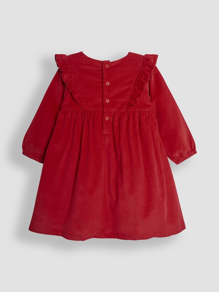 JoJo Maman Bébé Red Cord Smocked Frill Party Dress - Image 3 of 3