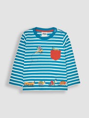 JoJo Maman Bébé Teal Bug Appliqué Pocket Top - Image 1 of 3