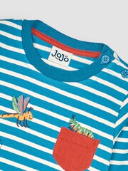 JoJo Maman Bébé Teal Bug Appliqué Pocket Top - Image 3 of 3