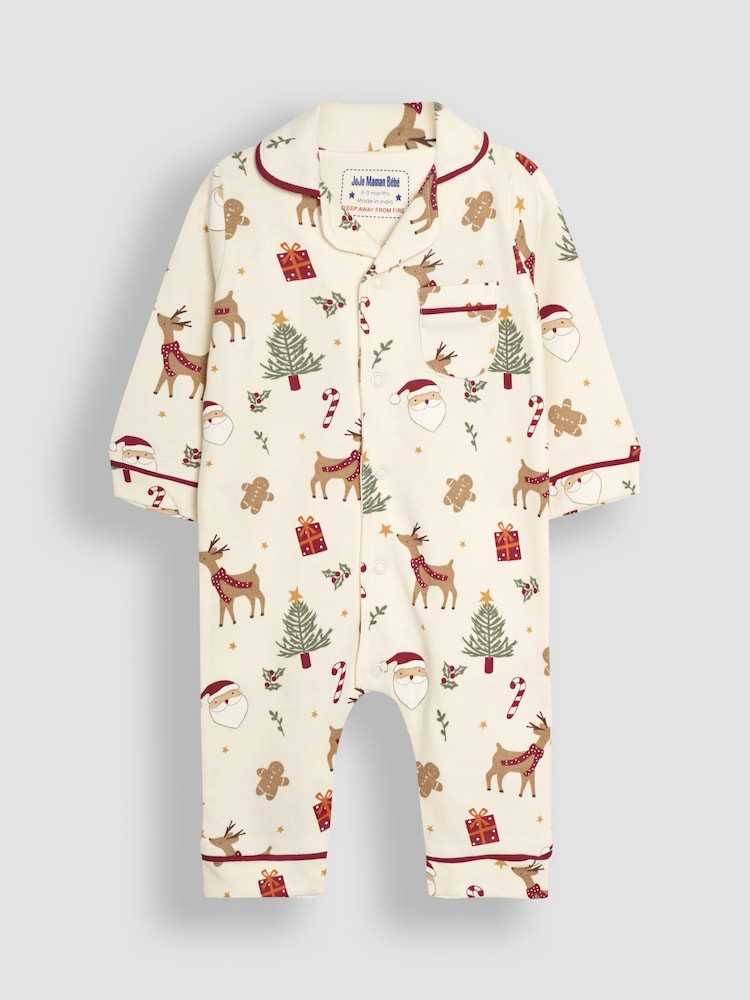 JoJo Maman Bébé 100% Cotton Christmas All-In-One Pyjamas - Изображение 1 из 3