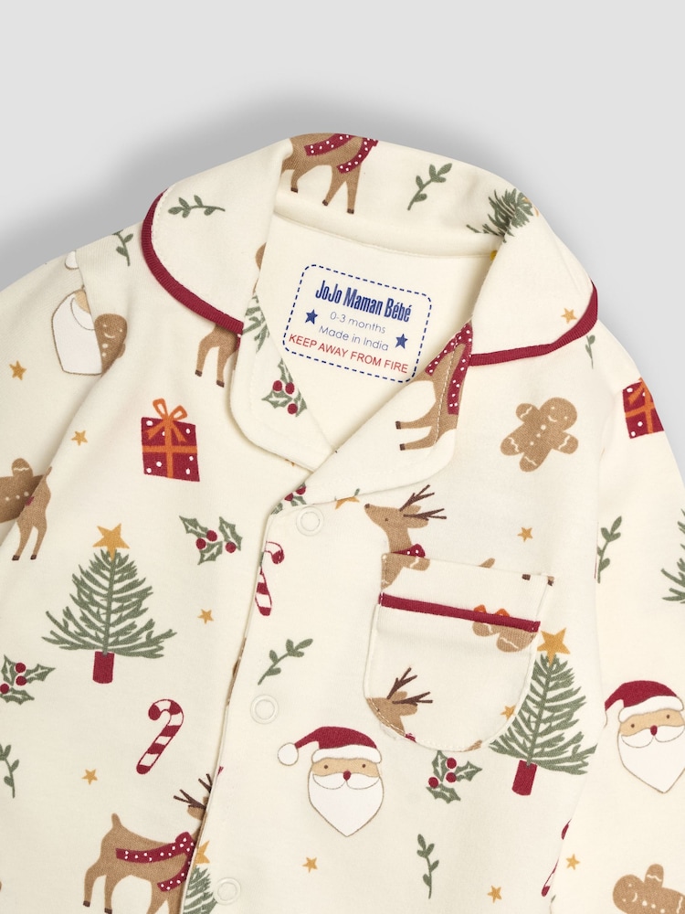 JoJo Maman Bébé 100% Cotton Christmas All-In-One Pyjamas - Изображение 3 из 3