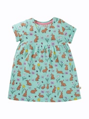 Frugi Green Easter Rabbit Short Sleeve Dress - Image 2 of 4