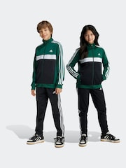 adidas Green/White Sportswear Essentials 3-Stripes Tiberio Tracksuit - Image 1 of 7