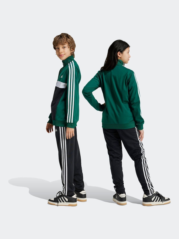 adidas Green/White Sportswear Essentials 3-Stripes Tiberio Tracksuit - Image 2 of 7