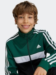 adidas Green/White Sportswear Essentials 3-Stripes Tiberio Tracksuit - Image 4 of 7