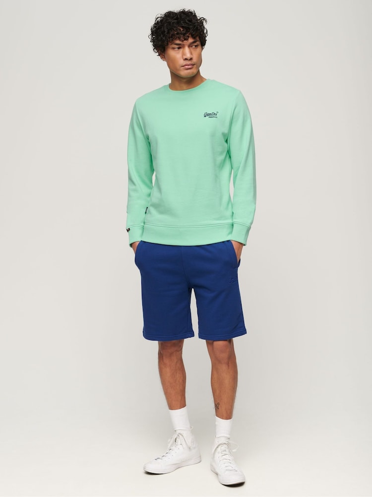 Superdry Green Essential Logo Crew Sweatshirt - Image 2 of 7 Superdry Green Essential Logo Crew Sweatshirt - Image 2 of 7