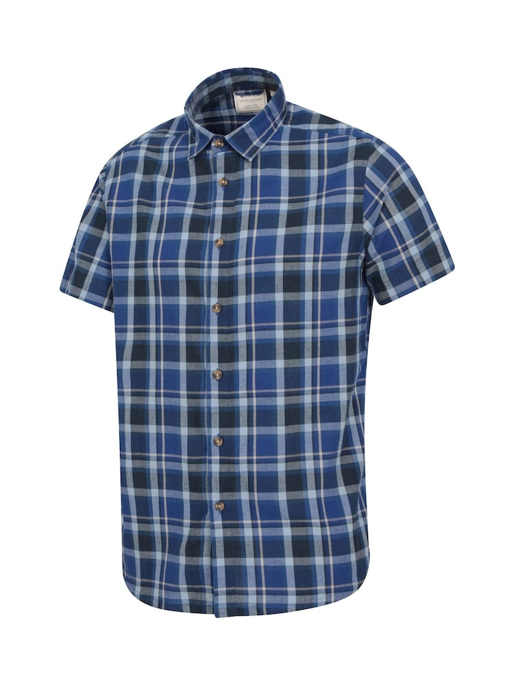Mountain Warehouse Navy Blue Weekender Mens 100% Cotton Short Sleeve Shirt - Image 4 of 5