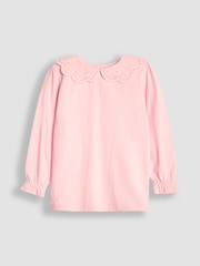 JoJo Maman Bébé Pink Pretty Top With Broderie Collar - Image 1 of 3