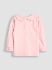 JoJo Maman Bébé Pink Pretty Top With Broderie Collar - Image 2 of 3