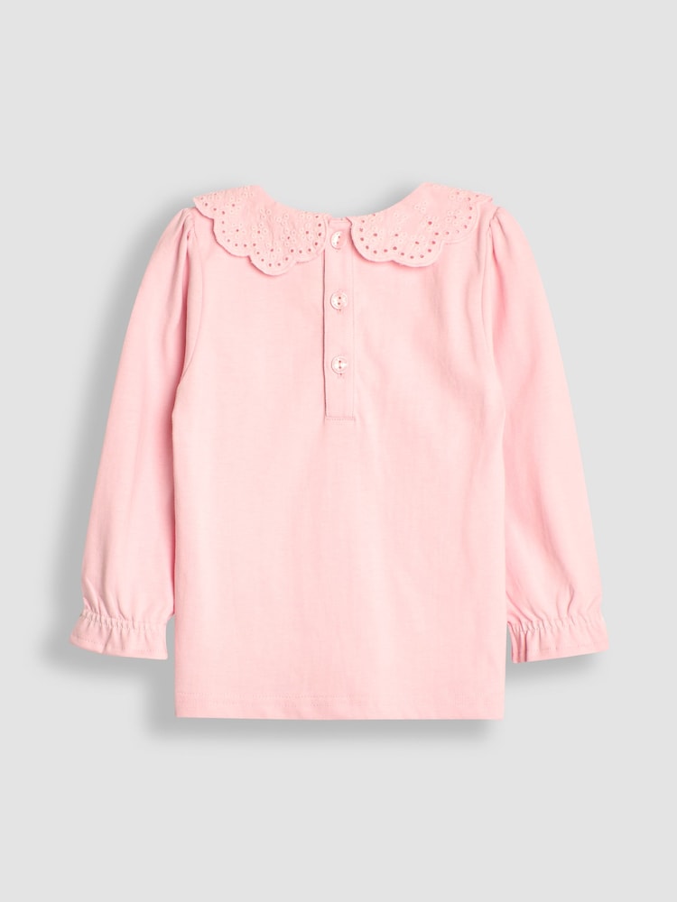JoJo Maman Bébé Pink Pretty Top With Broderie Collar - Image 2 of 3