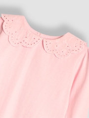 JoJo Maman Bébé Pink Pretty Top With Broderie Collar - Image 3 of 3
