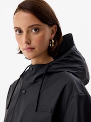 أسود - Hunter Water Resistant Popper Fastening Raincoat - صورة 1 من 1