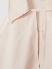 Reiss Neutral Layla Open-Collar Cotton Blend Sleeveless Top - Image 5 of 5