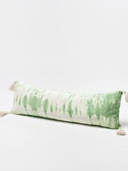 Oliver Bonas Green Solis Tie Dye Chenille Bolster Cushion Cover - Image 2 of 5