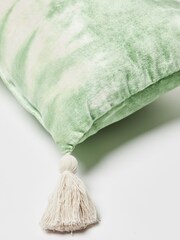 Oliver Bonas Green Solis Tie Dye Chenille Bolster Cushion Cover - Image 3 of 5