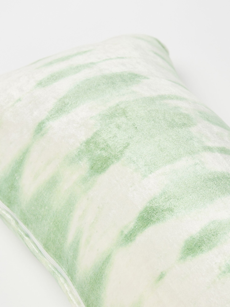 Oliver Bonas Green Solis Tie Dye Chenille Bolster Cushion Cover - Image 5 of 5