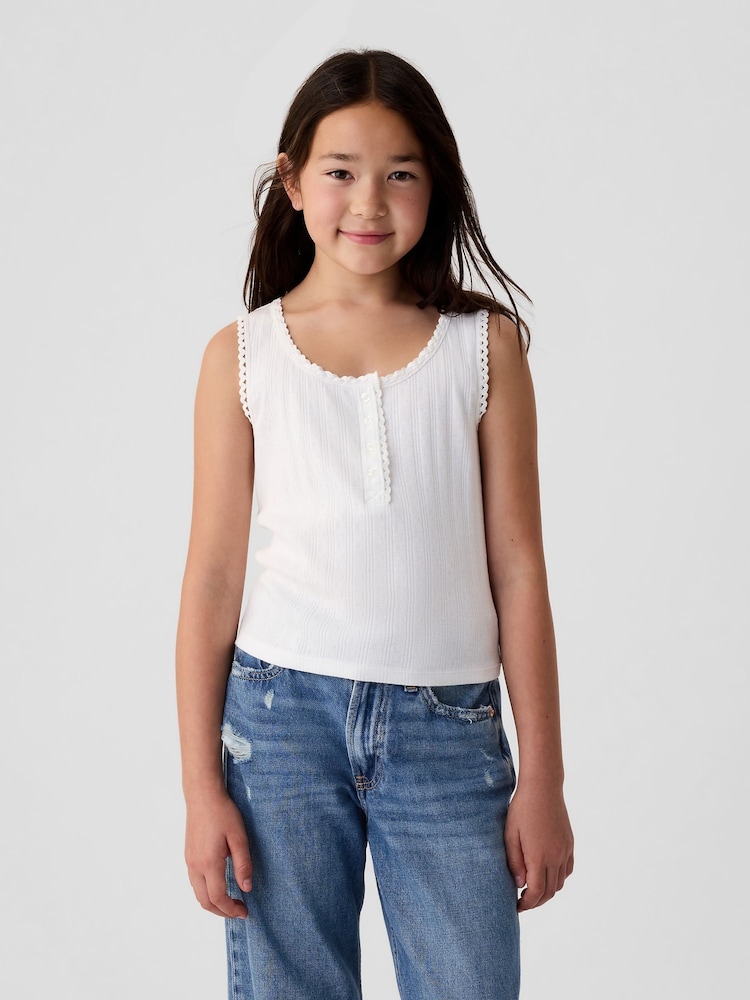 Gap White DÔEN Pointelle Sleeveless Vest (Kids) - Image 1 of 4