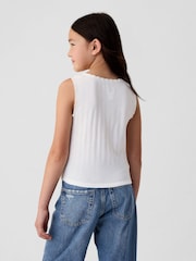 Gap White DÔEN Pointelle Sleeveless Vest (Kids) - Image 2 of 4
