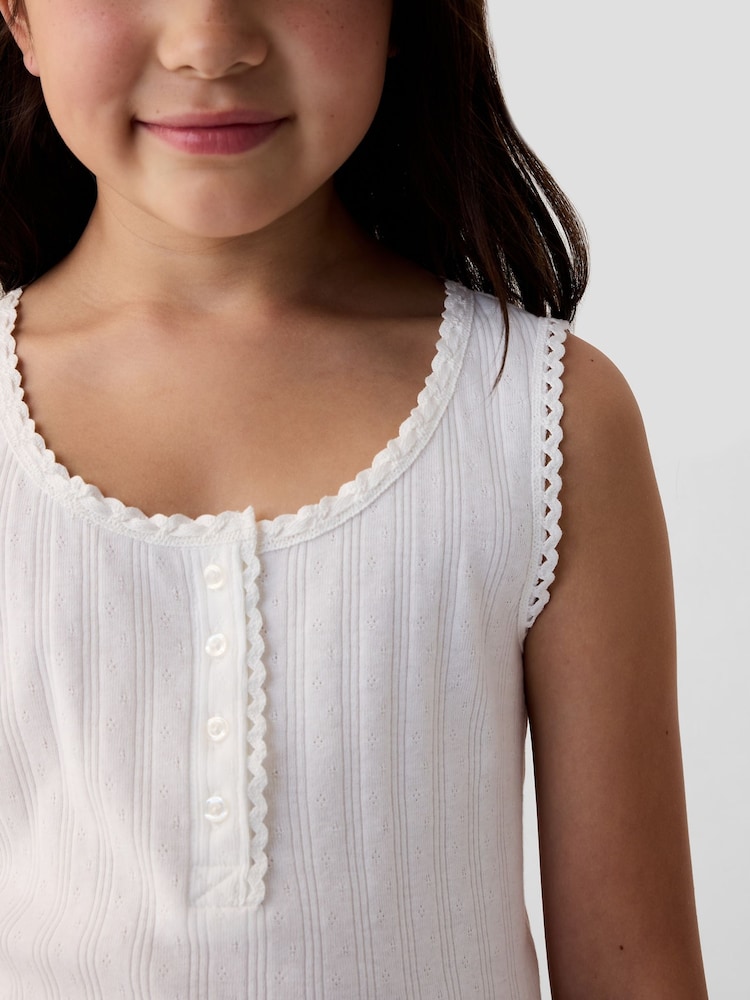 Gap White DÔEN Pointelle Sleeveless Vest (Kids) - Image 4 of 4