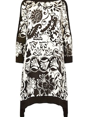 Live Unlimited Black Curve Floral Print Hanky Hem Kaftan - Image 7 of 7