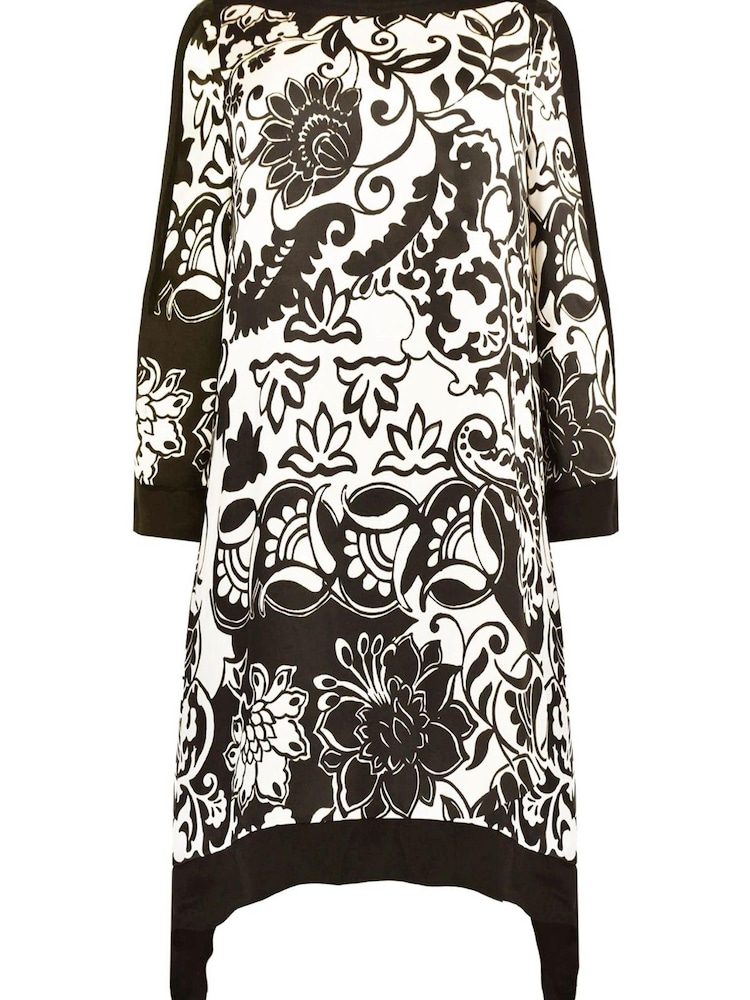 Live Unlimited Black Curve Floral Print Hanky Hem Kaftan - Image 7 of 7