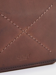 OSPREY LONDON The X Stitch Leather RFID Zip-Round Coin ID Brown Wallet - Image 7 of 7