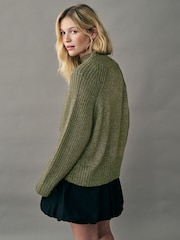 كاكي أخضر - Sparkle High Neck Knitted Jumper - صورة 4 من 8