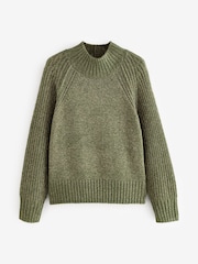 كاكي أخضر - Sparkle High Neck Knitted Jumper - صورة 6 من 8