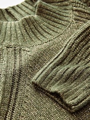 كاكي أخضر - Sparkle High Neck Knitted Jumper - صورة 8 من 8