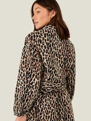 Accessorize Brown Leopard Print Tie Front 100% Cotton Shirt - Image 2 of 4