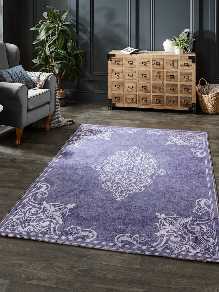 Laurence Llewelyn-Bowen Blue Sarabande Washable Flat Weave Rug - Image 1 of 6