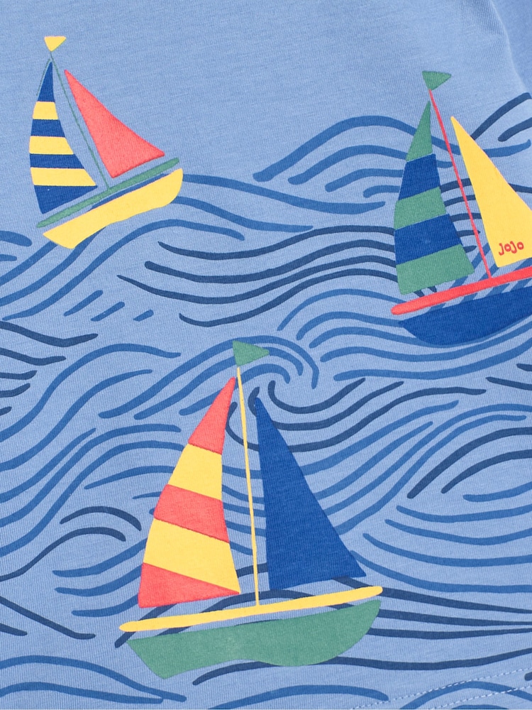 JoJo Maman Bébé Blue Sailboat Printed Top - Image 3 of 3