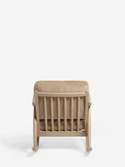 Fine Chenille Sand Natural Light Oak Effect Frame Hampton Rocking Wooden Rocking Chair - Image 7 of 8