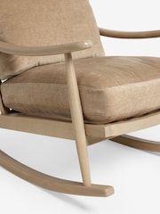 Fine Chenille Sand Natural Light Oak Effect Frame Hampton Rocking Wooden Rocking Chair - Image 8 of 8