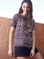 Threadbare Leopard Print Turn Up Cuff Blouse - Image 4 of 5