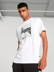Puma White Mens GRAPHICS Box 100% Cotton T-Shirt - Image 1 of 6