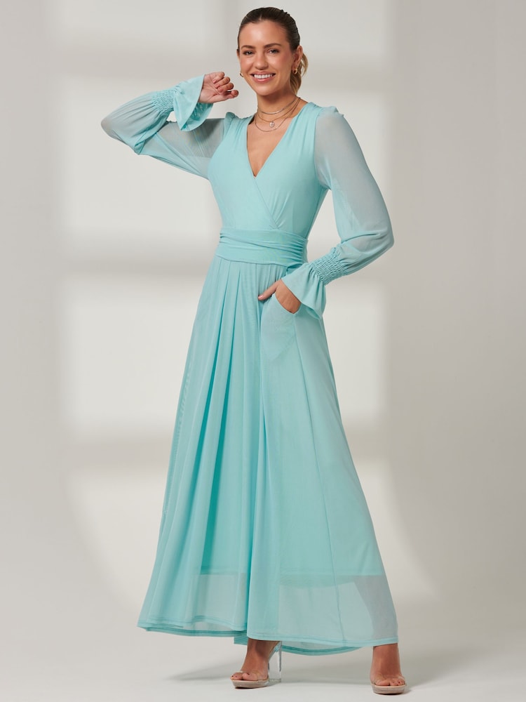 Azul claro - Vestido largo de manga larga de malla Greta de Jolie Moi - Imagen 1 de 6 Azul claro - Vestido largo de manga larga de malla Greta de Jolie Moi - Imagen 1 de 6