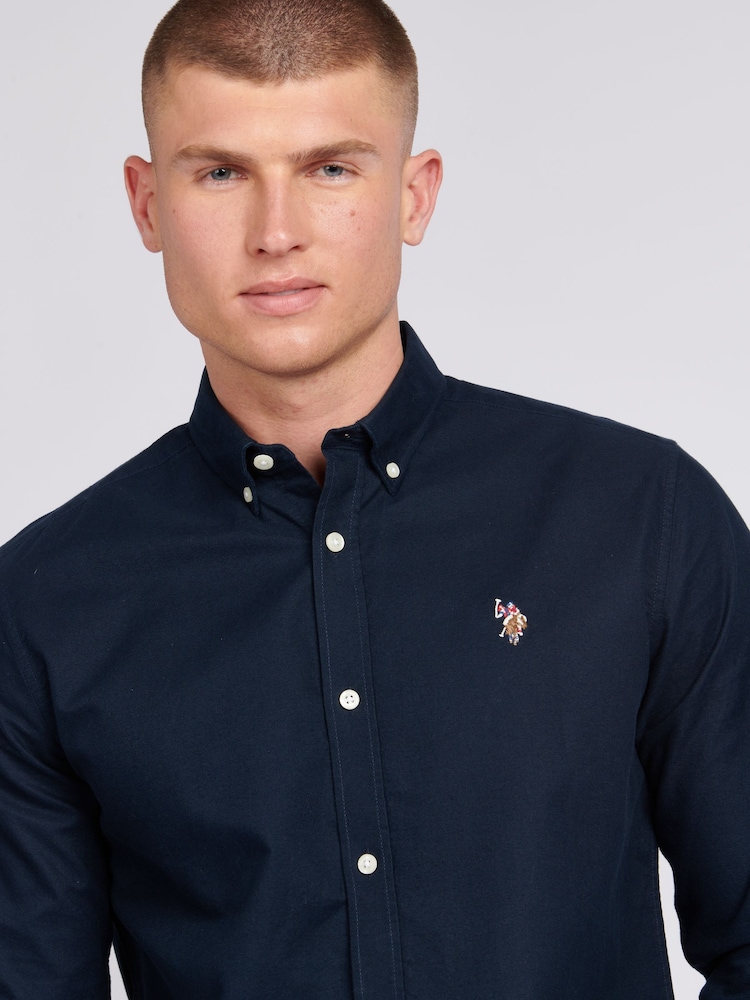 U.S. Polo Assn. Blue Mens 100% Cotton Peached Oxford Shirt - Image 2 of 6