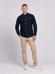 U.S. Polo Assn. Blue Mens 100% Cotton Peached Oxford Shirt - Image 3 of 6
