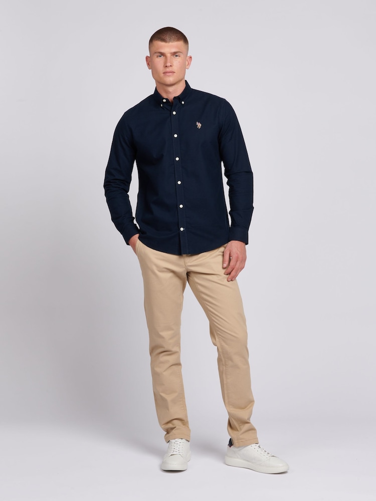 U.S. Polo Assn. Blue Mens 100% Cotton Peached Oxford Shirt - Image 3 of 6