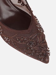 بني - حذاء كورت مزخرف بحزام كاحل خلفي Alizia من Simmi London - صورة 4 من 5