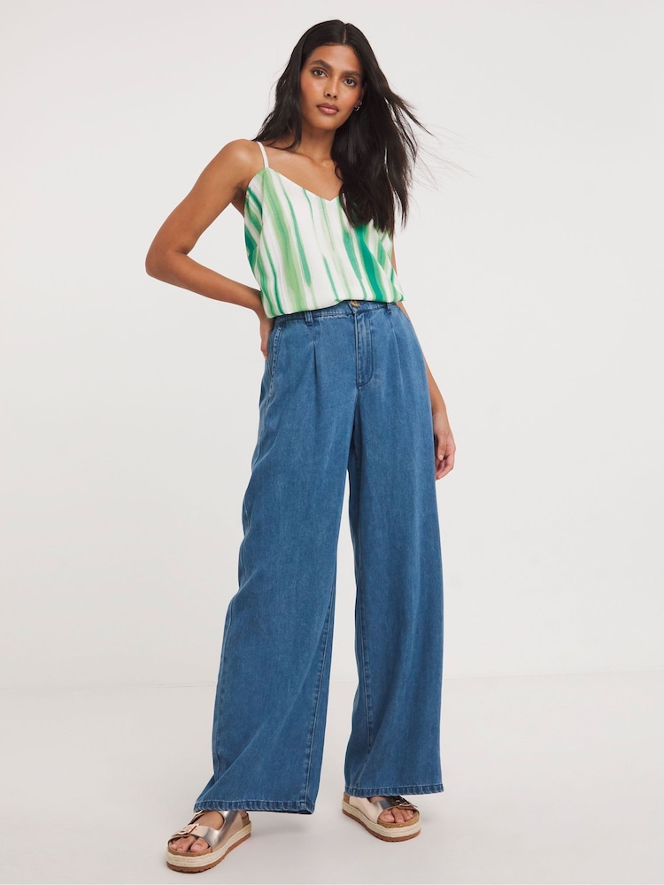 JD Williams Blue Lyocell Soft Wide Leg Jeans - Image 1 of 4