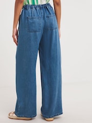 JD Williams Blue Lyocell Soft Wide Leg Jeans - Image 2 of 4