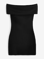 Black Bardot Rib Summer Mini Dress - Image 5 of 6