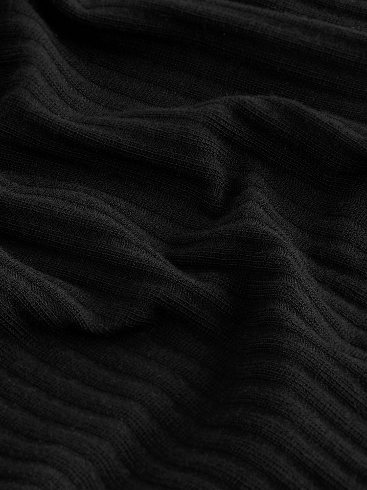 Black Bardot Rib Summer Mini Dress - Image 6 of 6